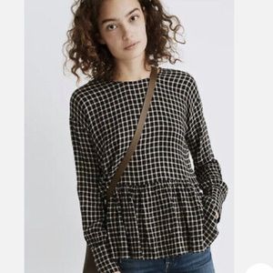 Madewell Button Back Peplum Long Sleeve
